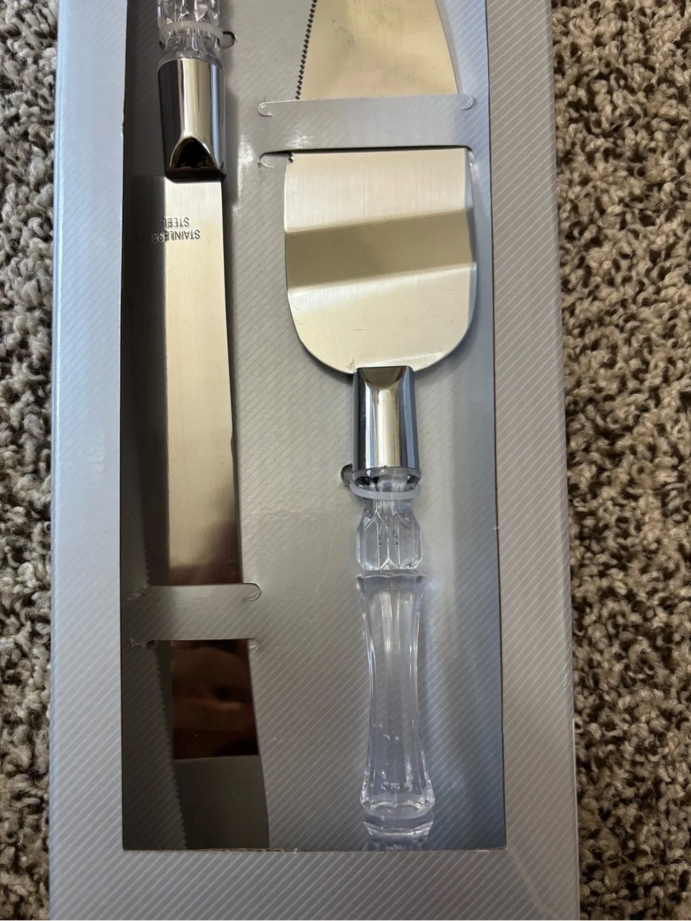 Celebrate It Clear Handle Silver Cake Server & Knife Set
